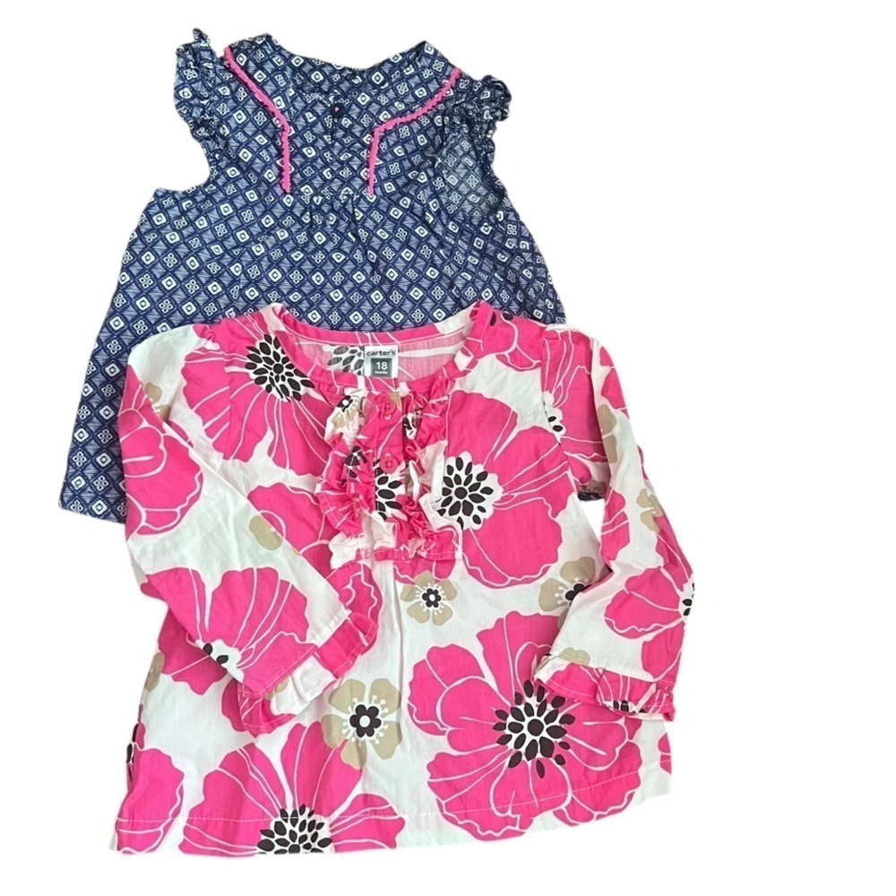 Baby Toddler Girl 2 Shirt Bundle Floral Sz 18m Pink Blue
